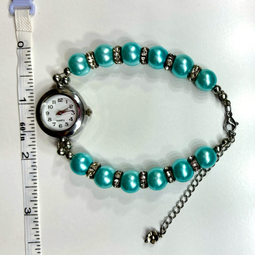 Pearl Beaded Swarovski Crystal Bracelet Watch